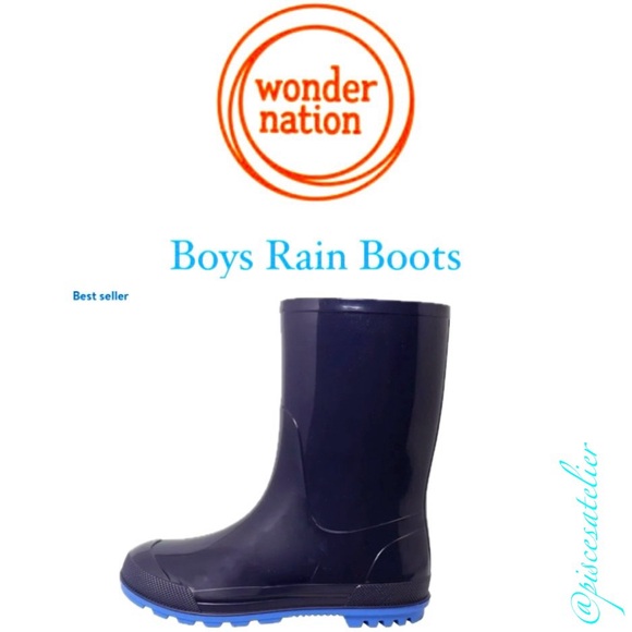 Wonder Nation Boys Rain Boots -Navy, Little Kids Size 13-1 - Picture 3 of 13